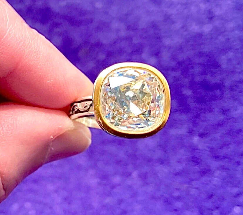 BRIGHTON VENUSIAN IRIDESCENT CLEAR SWAROVSKI CRYS SLV+GLD SZ5 1/2-6 RING VG+✨VTG - Image 1 of 4