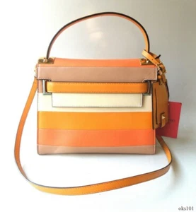Bolso Valentino ""My Rockstud"" Bolso Naranja Beige Cuero a Rayas Nuevo con Etiquetas $3245 - Imagen 1 de 8