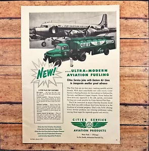 1951 Cities Service Aviation Flat Top Fuel Trucks Vtg Print Ad Eastern Air Lines - Picture 1 of 6
