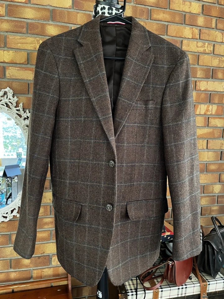 Abrigo chaqueta deportiva Tommy Hilfiger de lana a cuadros (36R) marrón Foto 1 de 4