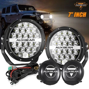 AUXBEAM 2pcs 7" LED Feu de Travail Rond Conduite Brouillard Spot DRL + Couvercle pour Nissan - Photo 1 sur 12
