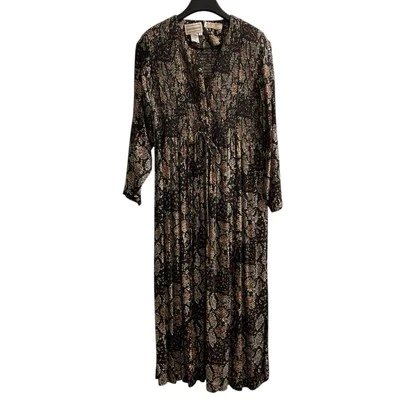 Vestido Vintage Karin Stevens Mujer 12 Negro Floral Maxi Calado Grunge Cottage Foto 1 de 4