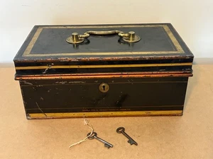 Caja de Dinero Antigua Chubb & Sons Caja de Dinero Original con 2 Llaves de Trabajo Originales - Imagen 1 de 14