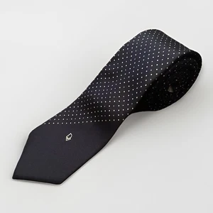 "Corbata de seda vintage Christian Dior Cravates años 60 azul marino con logotipo punteado 56"" Preppy" - Imagen 1 de 7