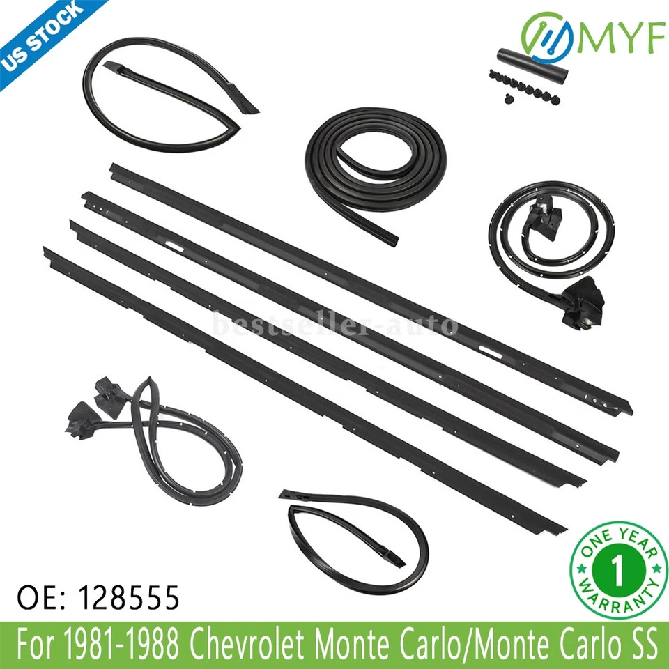 new For 81-88 Chevrolet Monte Carlo SS Complete Weatherstripping Kit 128555 9Pcs - Image 1 of 4