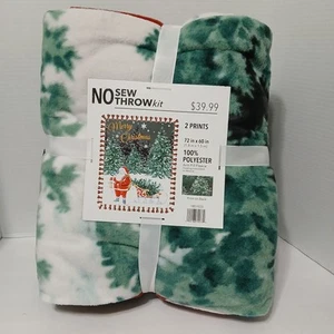 No Sew Fleece Throw Kit - Merry Christmas 72in X 60in - Picture 1 of 3