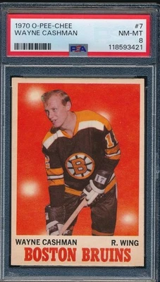 1970 O-Pee-Chee #7 WAYNE CASHMAN BRUINS  PSA 8 NEW GRADE - Image 1 of 2