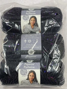 Lot: 3 Skeins Loops & Threads Payette Yarn ~50g Ea. Purple Shimmer Preowned READ - Picture 1 of 9