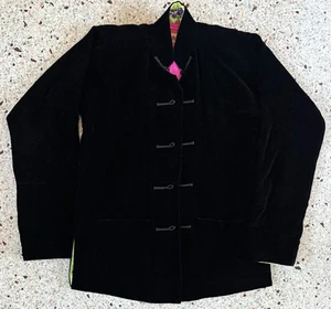 SHANGHAI TANG SCHWARZ SAMT HOT PINK JACQUARD ROSA SEIDE GEFÜTTERT JACKE GRÖSSE US 2 - Bild 1 von 9