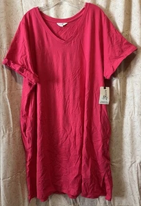 New size 2X Terra & Sky t-shirt dress V-neck pink 20W 22W - Picture 1 of 6