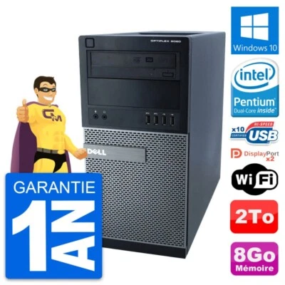 PC tour DELL 9020 Intel Pentium G3220 RAM 8Go Disco Duro 2To Windows 10 Wifi - Imagen 1 de 4