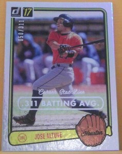 2017 Donruss Jose Altuve '83 Retro Design Career Stat Line .311 Batting Avg /311