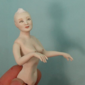 miniature porcelain dollhouse doll beautiful lady woman pure white china painted