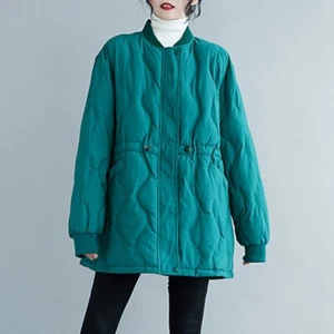 Ladies Mid-length Puffer Coat Jacket Padded Quilted Zipper Pocket Loose Thermal - Picture 1 of 15