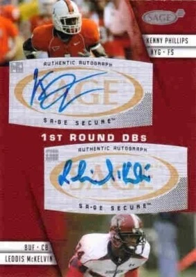 KENNY PHILLIPS LEODIS McKELVIN 2008 Sage Squared Autograph Rookie Dual Auto Card - Image 1 of 2