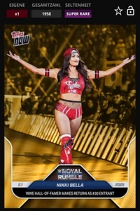 Topps WWE Slam Digitale Karte - Topps Now - cc 1958 - Nikki Bella - Super Rare - Zdjęcie 1 z 2