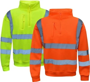 Sudadera Hi Vis 1/4 Cremallera Alta Vis Reflectante Seguridad Pullover con Bolsillo - Imagen 1 de 5