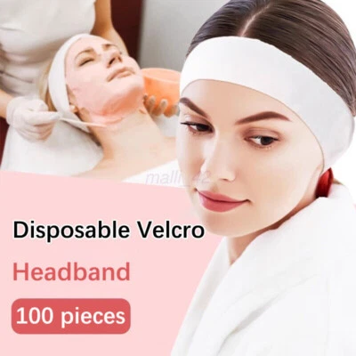 Disposable Headband Makeup Spa Elastic Nonwoven White Hair Bands Cleanly - image 1 of 4
