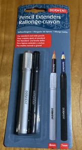 Derwent Bleistift-Extender-Set, silber und schwarz, für Bleistifte bis 8 mm, 2er-Pack - Bild 1 von 2