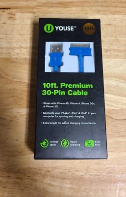 10 ft iPod, iPhone and iPad Sync and Charge Cable, 30 pin - Image 1 of 2