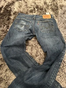 Jeans personalizados vintage desgastados Levi’s Levis 501 botón mosca azul talla 33 x 34 - Imagen 1 de 10