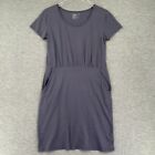 Pact Dress Womens Medium Shirtdress Blue Organic Cotton Super Soft Short Sleeve