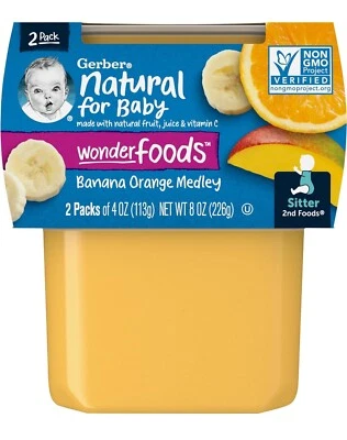 Gerber 2nd Foods Frutas Plátano y Naranja Medley Pack de 8 - Envío Gratis Foto 1 de 4