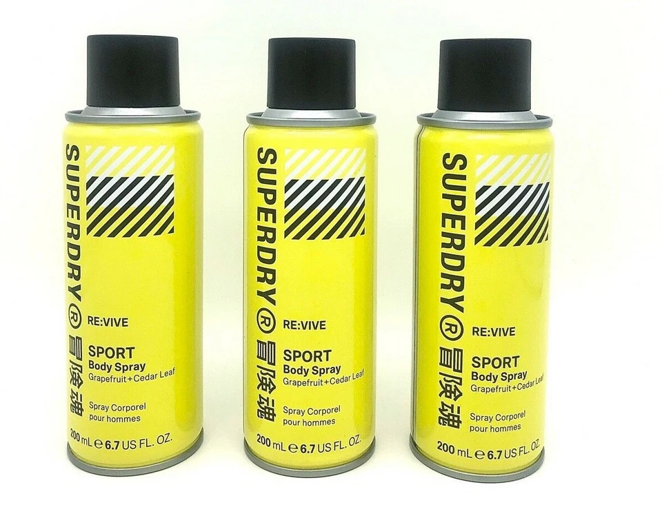 ✅ SuperDry Sport Funky Gelb RE:vive Deo Spray Bodyspray Deodorant 3x 200ml ✅ - Bild 1 von 1