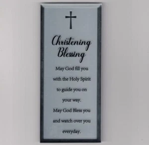 Christening Blessing Mirror Plaque, 80 x 180mm Standing - Picture 1 of 2