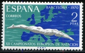 S0533_1_SELLO ESPAÑA 1970 XII CAMPEONATOS EUROPEOS NATACION EDIFIL 1989 ** MNH - Imagen 1 de 1