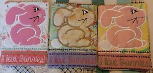 Tasse Teppich Untersetzer gesteppt bestickt Ostern "I Love Bunnies" appliziert von Juni - Bild 1 von 9