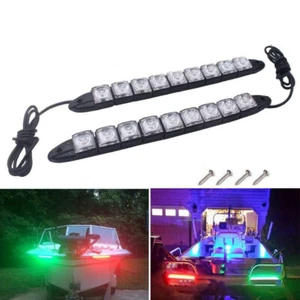 2PCS Marine Boat LED Strip Lights 9LED 12V Navigation Marine Lights For Kayak - Foto 1 di 12