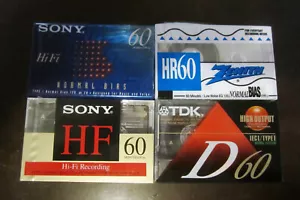 TDK D60, Sony HF 60 & Type I 60. Zenith HR60 - 4 Cassette Tapes New - Picture 1 of 1