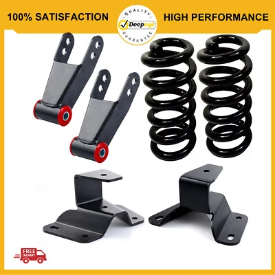 For 80-96 Ford F150 F100 2"F 4"R Lowering Coil Springs Shackles Hangers Drop Kit Foto 1 de 4