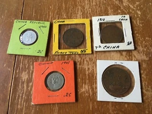 5 monedas de colección de China: 1941 moneda de 10 fen, moneda de diez efectivo de 1912, moneda de dragón - Imagen 1 de 11