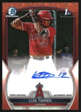 2023 Bowman Chrome Prospect Autographs Orange Shimmer Luis Torres RC Auto /25
