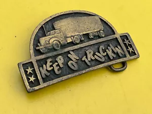 Vintage Keep on Truckin 3D Messing Gürtelschnalle Mack Peterbilt Kenworth Trucker - Bild 1 von 4