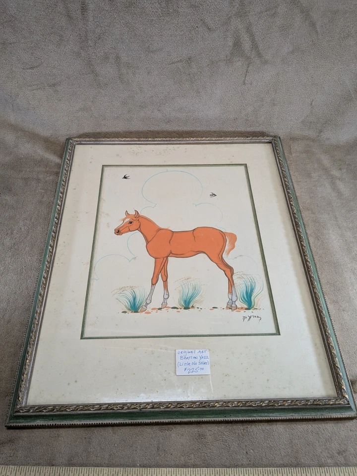BEATIEN YAZZ (1925-) ARTE ORIGINAL PEQUEÑO SIN CAMISA POTRO CABALLO ¡LEER!! Foto 1 de 4