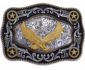 Cowboy Gürtelschnalle Vintage Western Cowgirl Rodeo Gürtel Buck Gold Adler - Bild 1 von 4