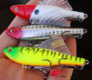 3PCS fishing Fish lure baits Fly Swing Minnow rattlin hook 6.5cm/14g