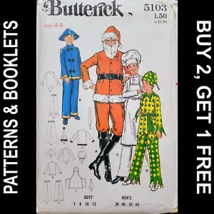 Costumi vintage Butterick uomo Babbo Natale/cinese/chef/giullare Pttrn 5103 taglia 44 NON TAGLIATI - Foto 1 di 10