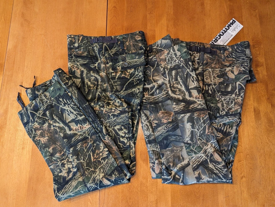Cabelas Hunting Youth Boys Seclusion 6 pocket Camo Pants 12 Regular NWT Lot Of 2 - Image 1 of 4