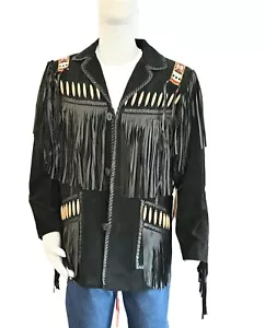 Scully Men's Boar Suede Fringe Jacket - 902-BRN - Picture 1 of 4