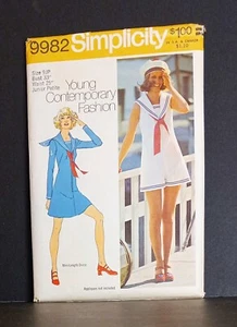 Mini abito pantalone-vestito corto cravatta anni 60 Simplicity #9982 Junior Petite taglia 9JP - Foto 1 di 1