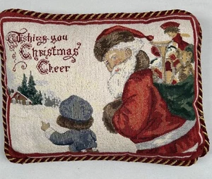 Gobelin Überwurf Kissen Santa Geschenke Wünsche Weihnachten Jubel Urlaub 16 x 13 - Bild 1 von 6
