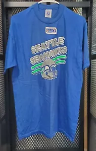 Vintage Retro Seattle Seahawks Logo 7 Blue T-Shirt XL New Largent Krieg Zorn - Picture 1 of 4