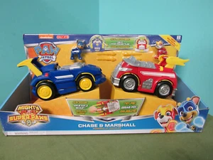 Paw Patrol Vehicle Toy Set Mighty Super Pups Marshall & Chase Powered Up Cars - Picture 1 of 9