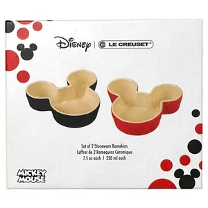 Le Creuset Disney Mickey Mouse Set 2 Stoneware Ramekins Black Red OvenDishwasher - Bild 1 von 9