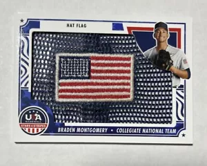 2024 USA Stars & Stripes BRADEN MONTGOMERY giocatore usato/indossato cappello bandiera 1/1 RC - Foto 1 di 7
