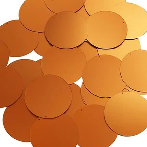 Round Sequin 40mm Orange Matte Satin Metallic Couture Paillettes - Picture 1 of 2